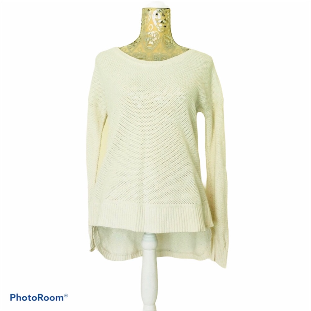 Madewell Scoop Neck Hi/Low Sweater IVORY XS
